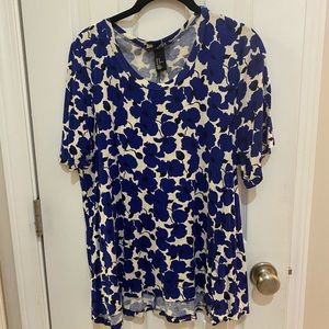 H&M | Scoop Neck Patterned Tunic Hi Low Short Sleeve Top Blouse T Shirt M